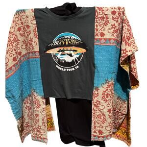 NWOT Vintage KiGi Couture KANTHA Upcycled Poncho BoHo Top T-Shirt (S-3XL)